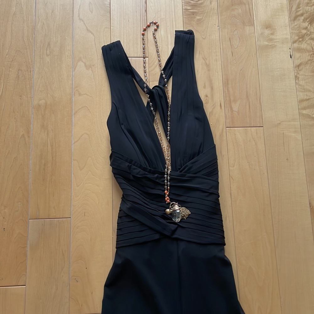 BCBGMAXAZRIA wide leg pin tuck jumpsuit
